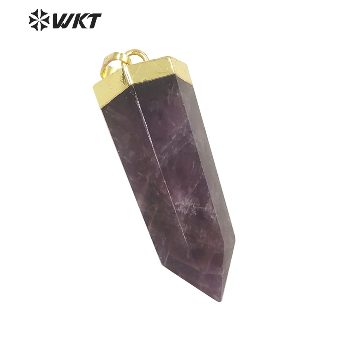 WT-P1710 Amazing Gold Top Natural Gemstone Hexagon Spirit Quartz Healing Stone Pendant Women Jewelry Design Necklace Pendant