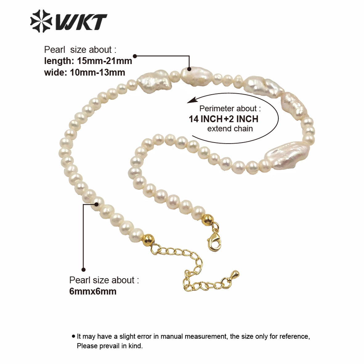 WT-JN123 WKT Gorgeous Natural Freshwater Pearl Choker Necklace for Birthday Gift Necklace Elegant Precious Wedding Necklace