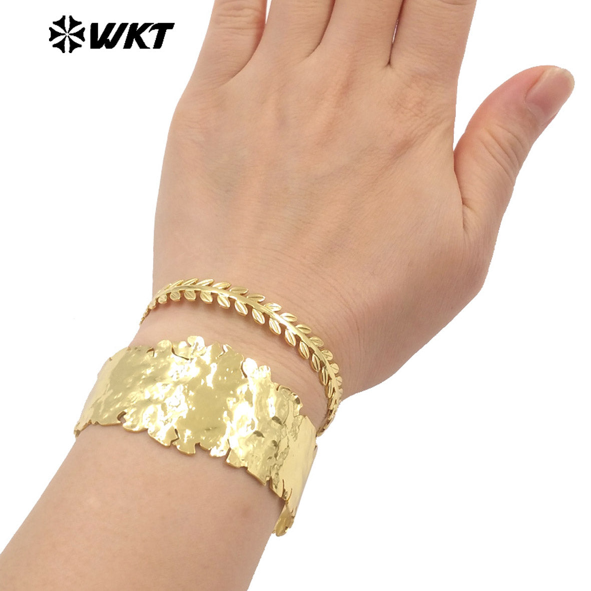 WT-B672 Unique Design 18K Gold Plated Natural Yellow Brass Irregular Hip Hop Bracelet for Both Men and Women As Party Jewelry
