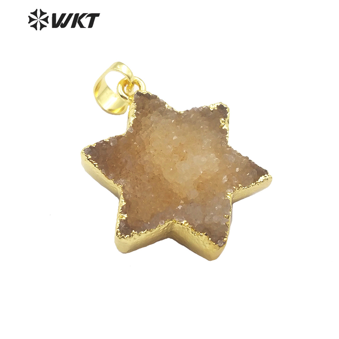 WT-P1508 Bohemian Natural Hexagonal Druzy Quartz Pendant Gold Plated Women Fashion Elegant Charm Jewelry Druzy Crystal Pendant