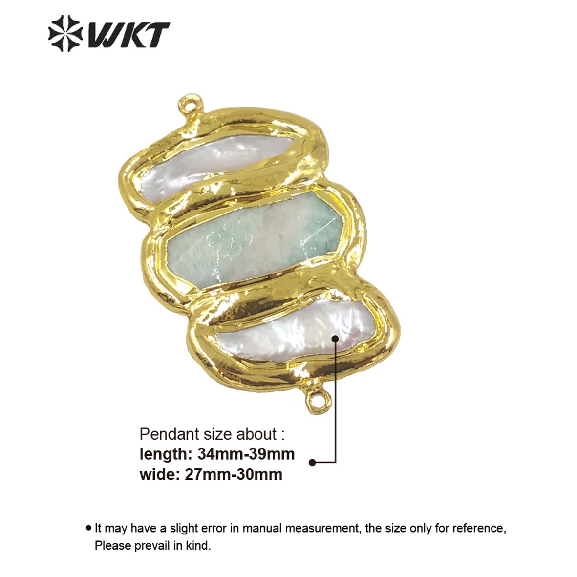 WT-JP248 Wholesale Triple Stone Mix Pearl Design Fashion Women Double Loops Gold Electroplated Stone Connectors for Necklace
