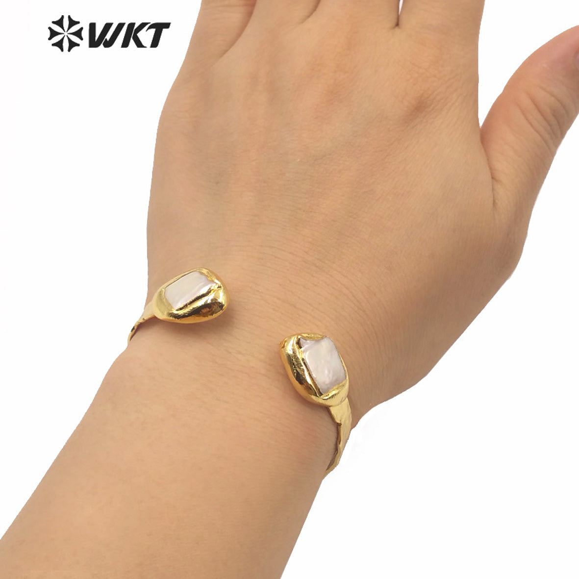 MPB021 WKT Exclusive Double Pearl Gold Bangle 2020 New Popular Adjustable Size Pearl Cuff Bangle Fashion Women Party Bangle