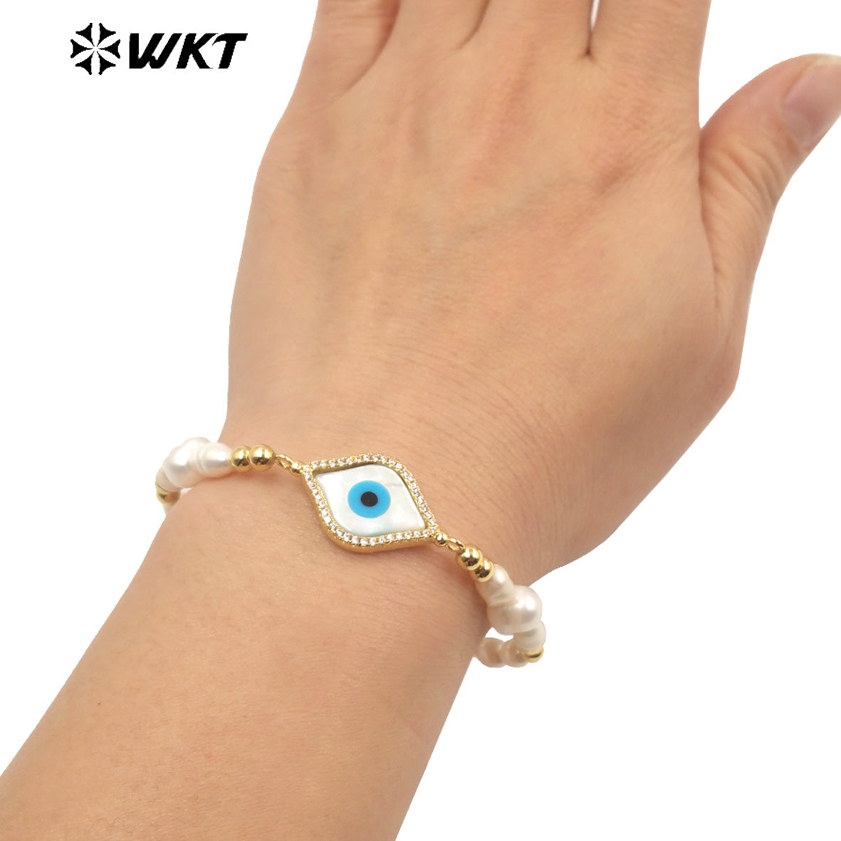 WT-MPB047 Fashion Irregular Pearl Diamond Natural Gemstone Eyes for Women Gifts Decorative Bracelet Pearl Bracelet