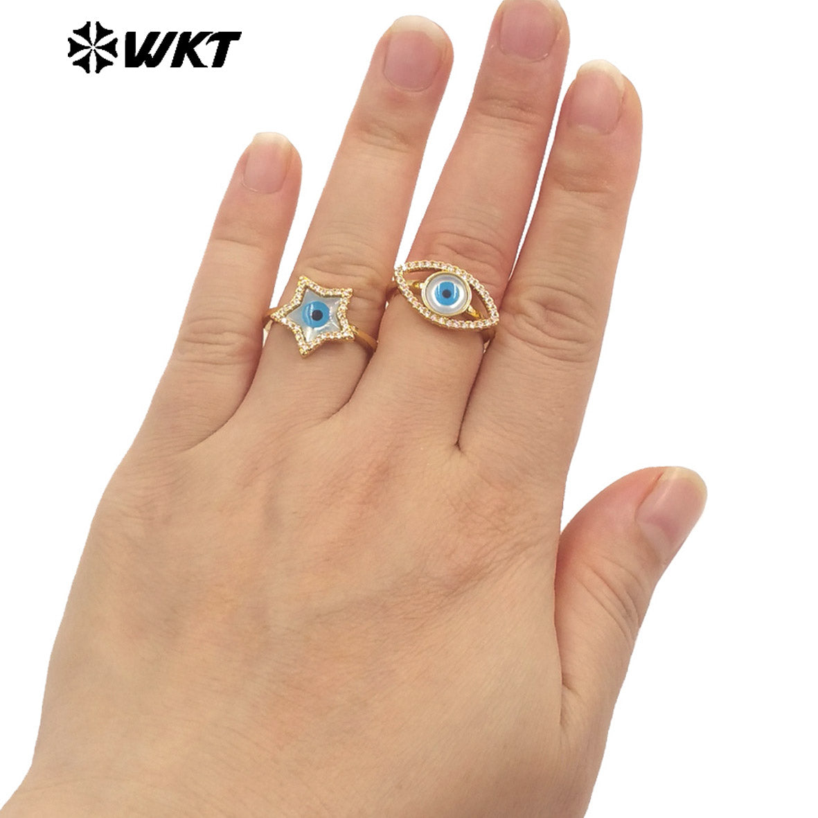 WT-MPR102 Wholesale New Gold Plated Charming Natural Shell Made Lady Lovely Star Eye Ring in Adjustable