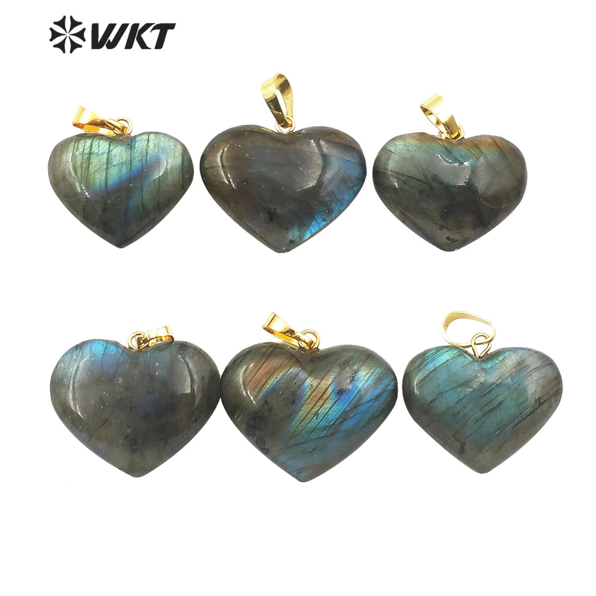 WT-P1506 Elegant Natural Bright Heart Shape Labradorite Pendant Women Fashion Charm Jewelry Labradorite Pendant