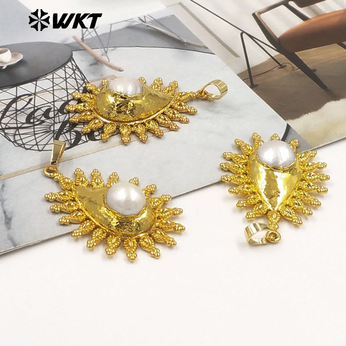 WT-JP437 Wholesale Unique Design Waterdrop Shape 18K Gold Plated With Natural Freshwater Pearl Pendant Women Necklace DIY