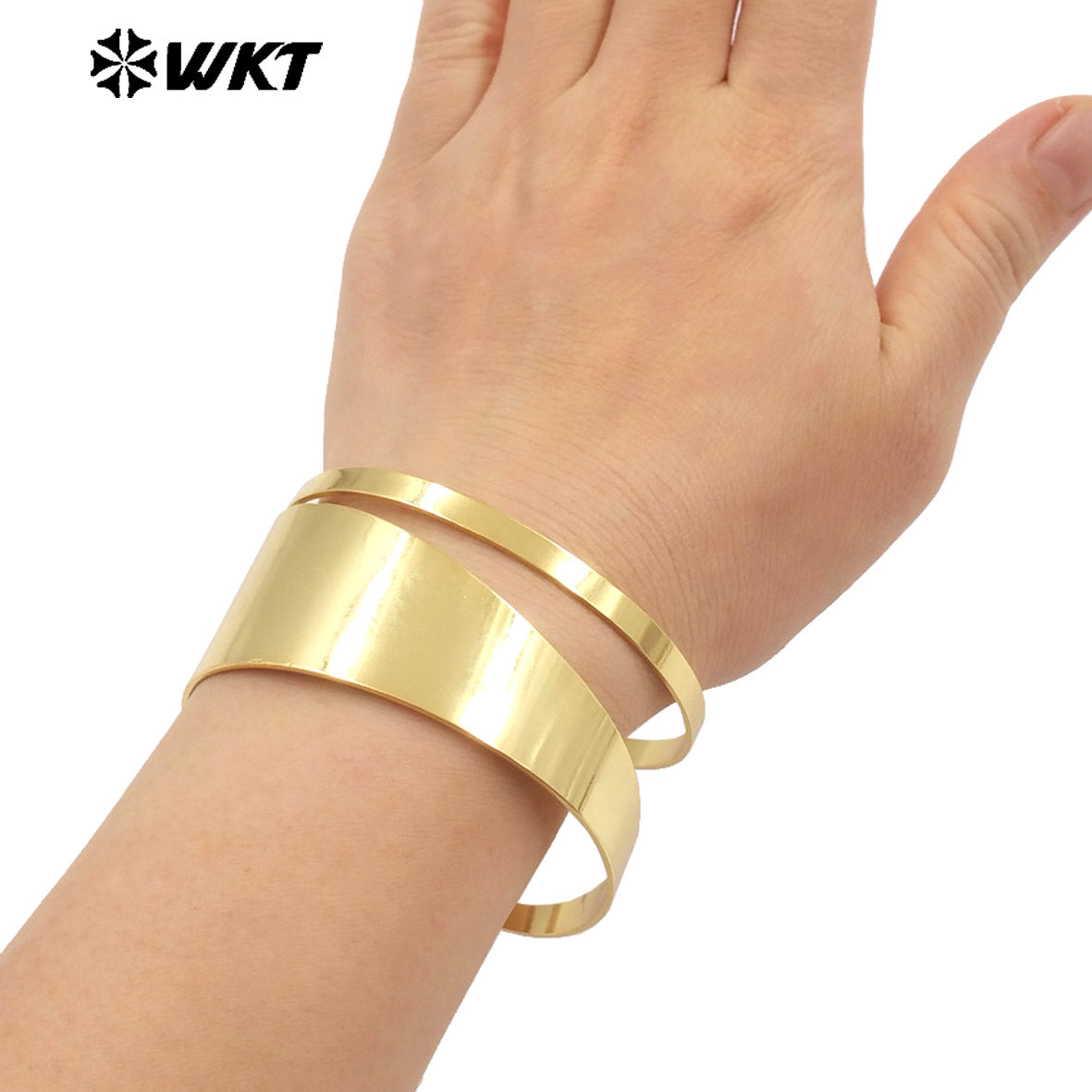 WT-B666 Uniquely Designed Adjustable 18k Real Gold Plated Natural Yellow Brass Bracelet Can Be a Special Gift for Men or Women