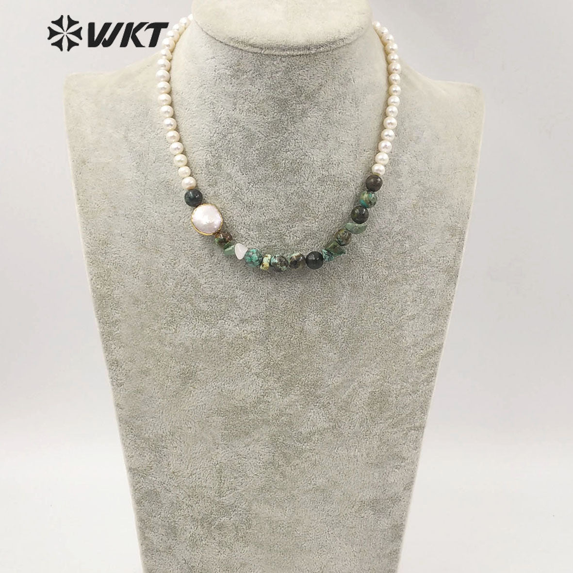 WT-JN122 WKT 14 Inch Long Pearl Necklace Hand Make Strand Beads Necklace Office Lady White Pearl Stone Choker Necklace