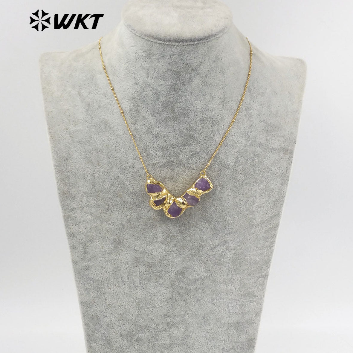 WT-N1424 Gorgeous Natural Yellow Citrine & Amethyst Necklace Vintage Boho Beads Necklace Casual Long Statement Necklace