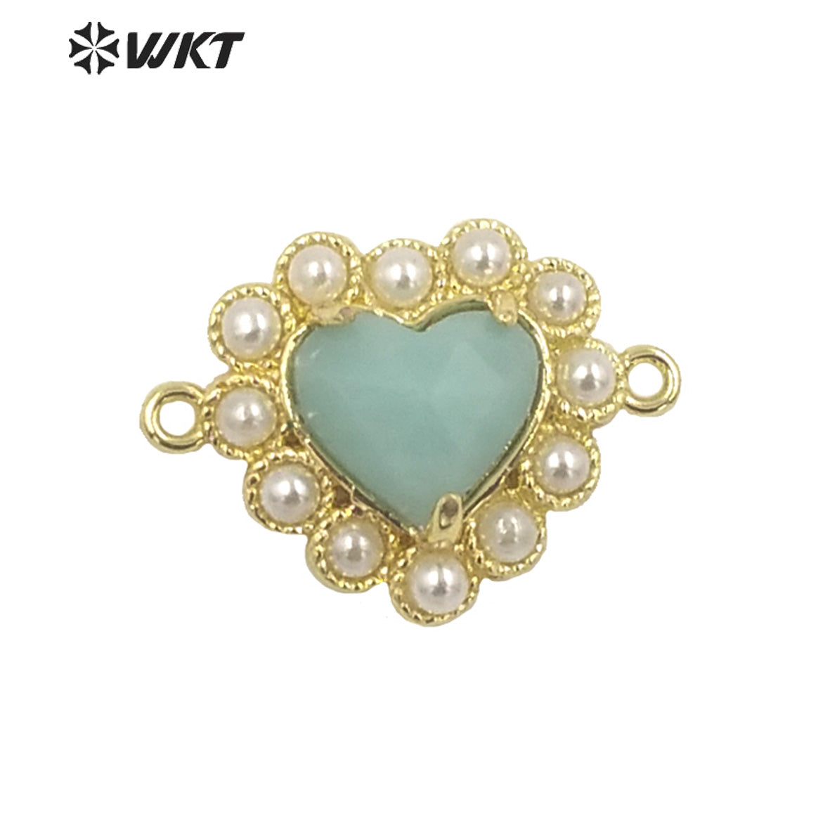WT-PC006 Charming Small Size Natural Gemstone Made Heart Connectors for Bracelet Making for Women Birthday Gift Pendants
