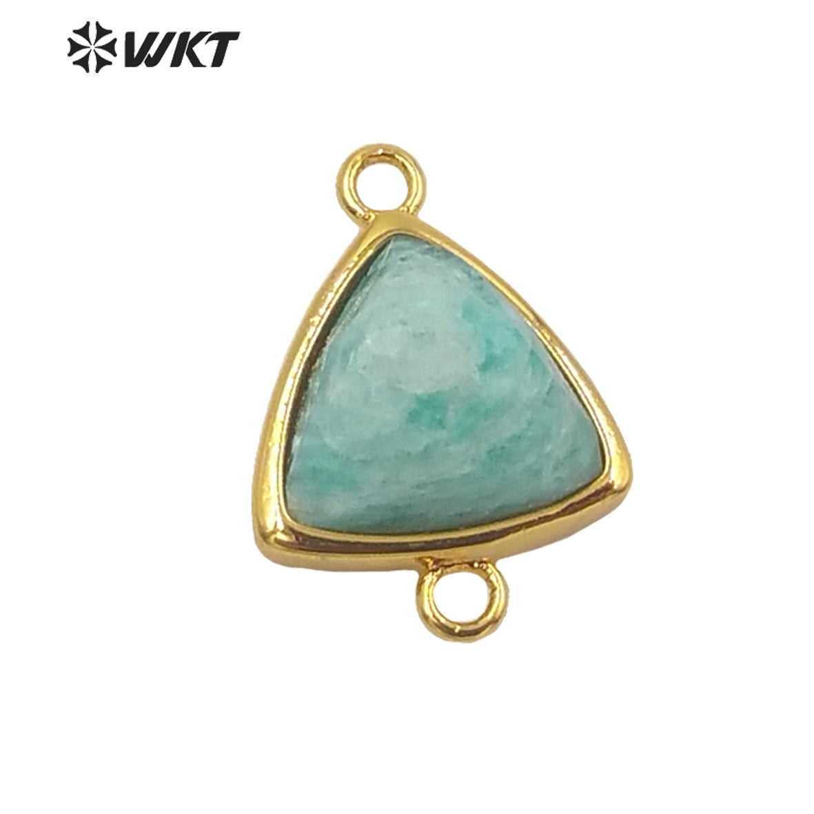 WT-C309 Wholesale Fashion Gold Bezel Stone Connectors Small Size Gemstone Triangle Jewelry Findings Connectors for Bracelets