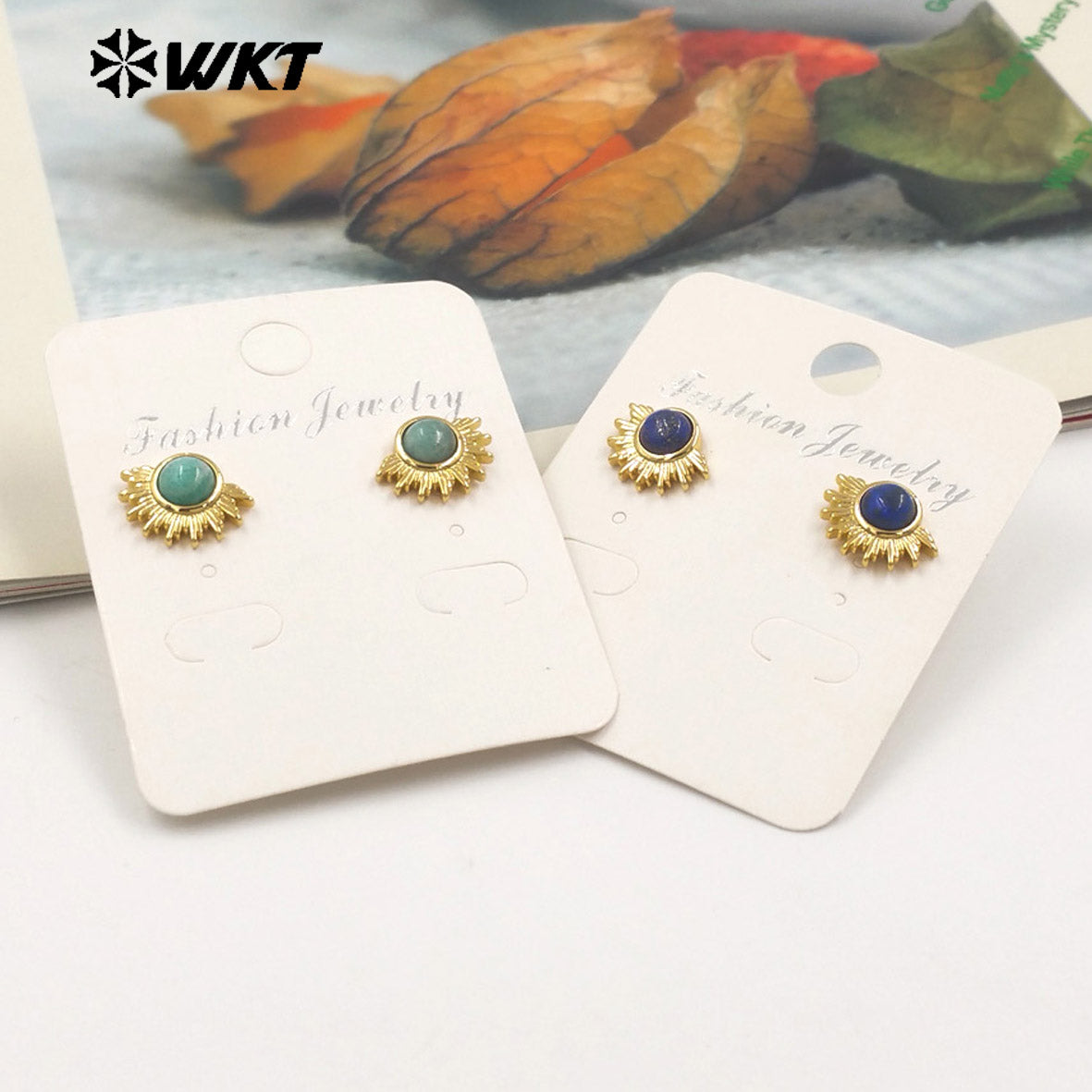 WT-E773 New Design Wholesale Natural Round Gemstone Multi-Colored Women's Earring Studs As Daily Jewelry and Birthday Gifts