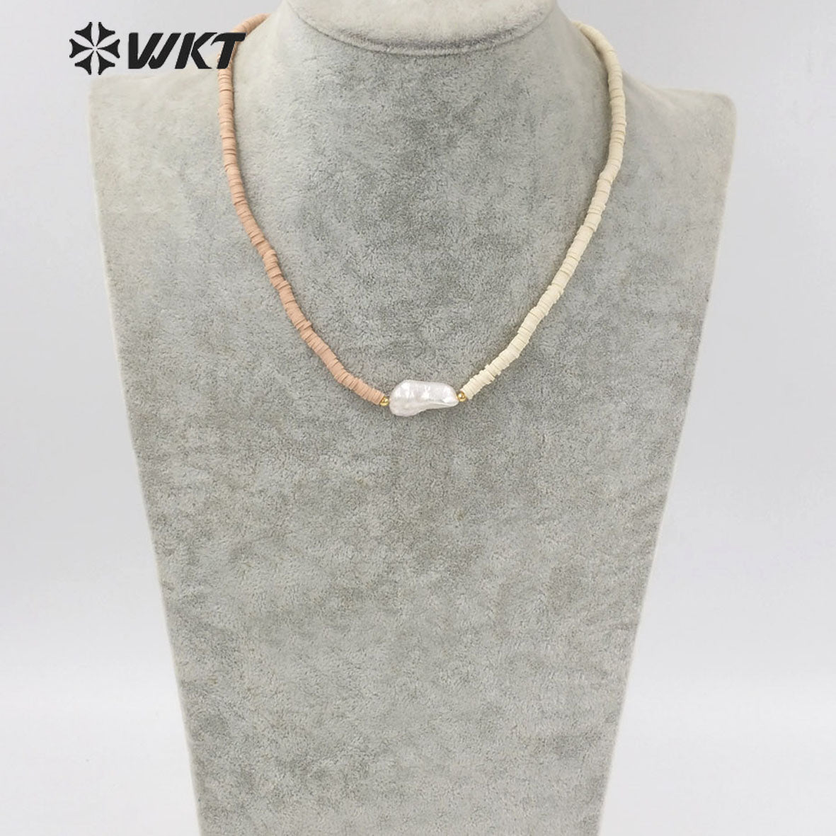 WT-JN130 Amazing Hand Make Strands 4mm Resin Beads Pearl Themed Necklace Lady Loved Natural Pearl Choker Necklace With Sand Color