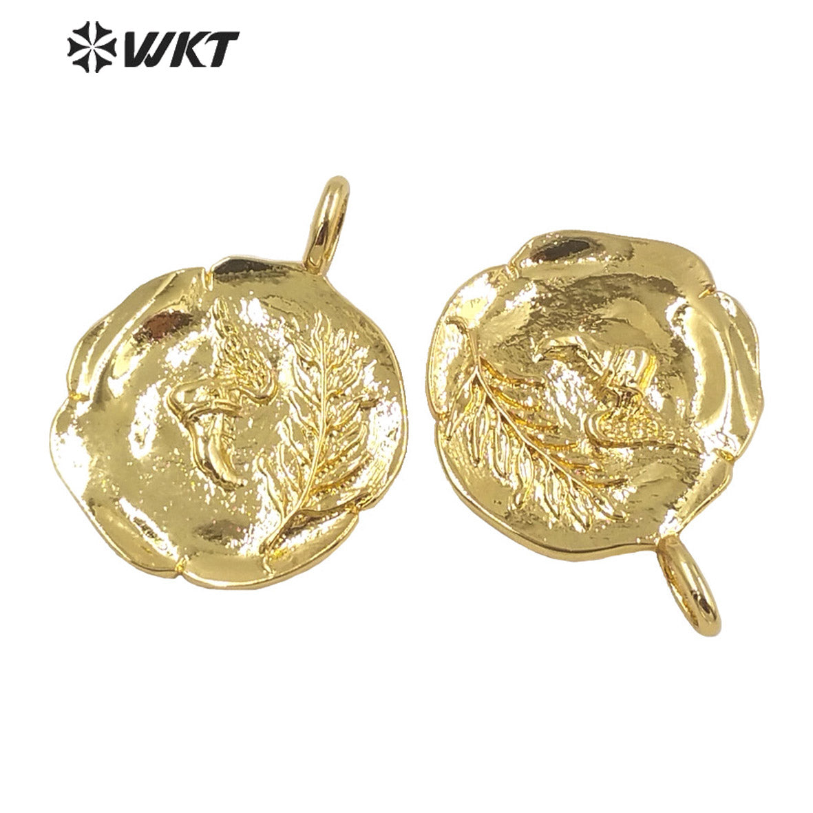 WT-MP208 Amazing New Full 18k Real Gold Plated Brass Metal Symbolized Pendant Round Flower Religious Metal Charms for Necklace