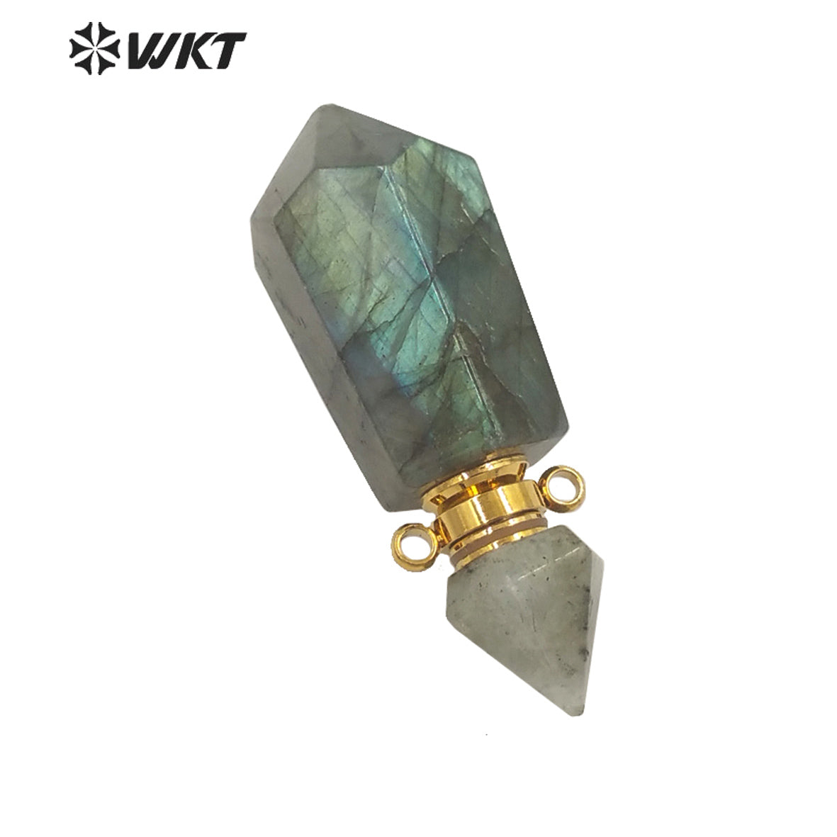 WT-P1760 WKT Superior Quality Natural Stone Perfume Bottle Pendant Labradorite Perfume Bottle Pendant Jewelry Necklace Accessory