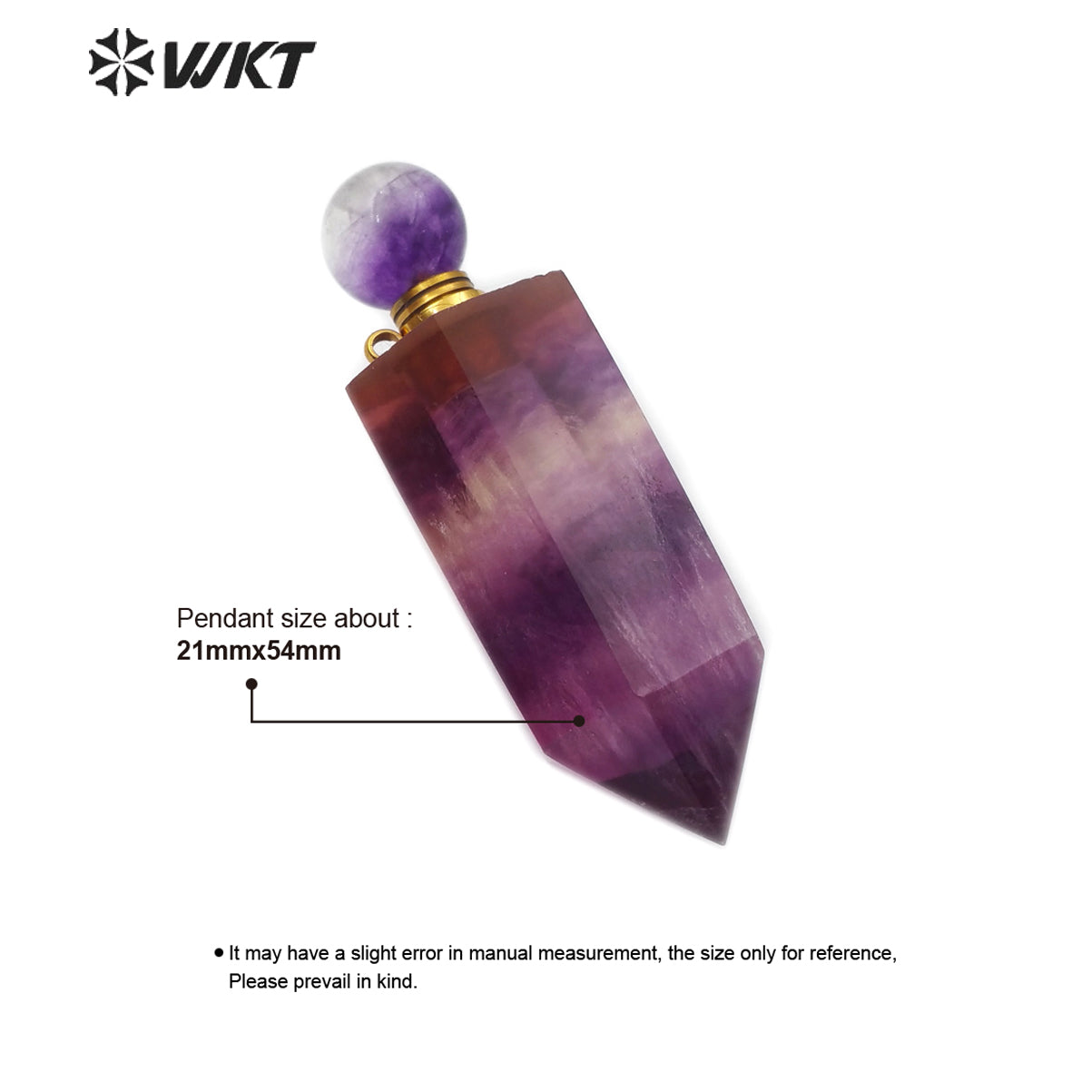 WT-P1473 Newest Rainbow Fluorite Pendant Natural Rainbow Fluorite Stone Perfume Bottle Stylish Natural Charm Jewelry Pendant