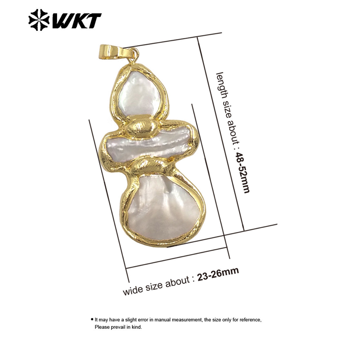 WT-JP424 Wholesale Back Full Gold Plated Exquisite Gourd Shape Natural Pearl And Shell Pendant Ladies Cute Jewelry Accessory