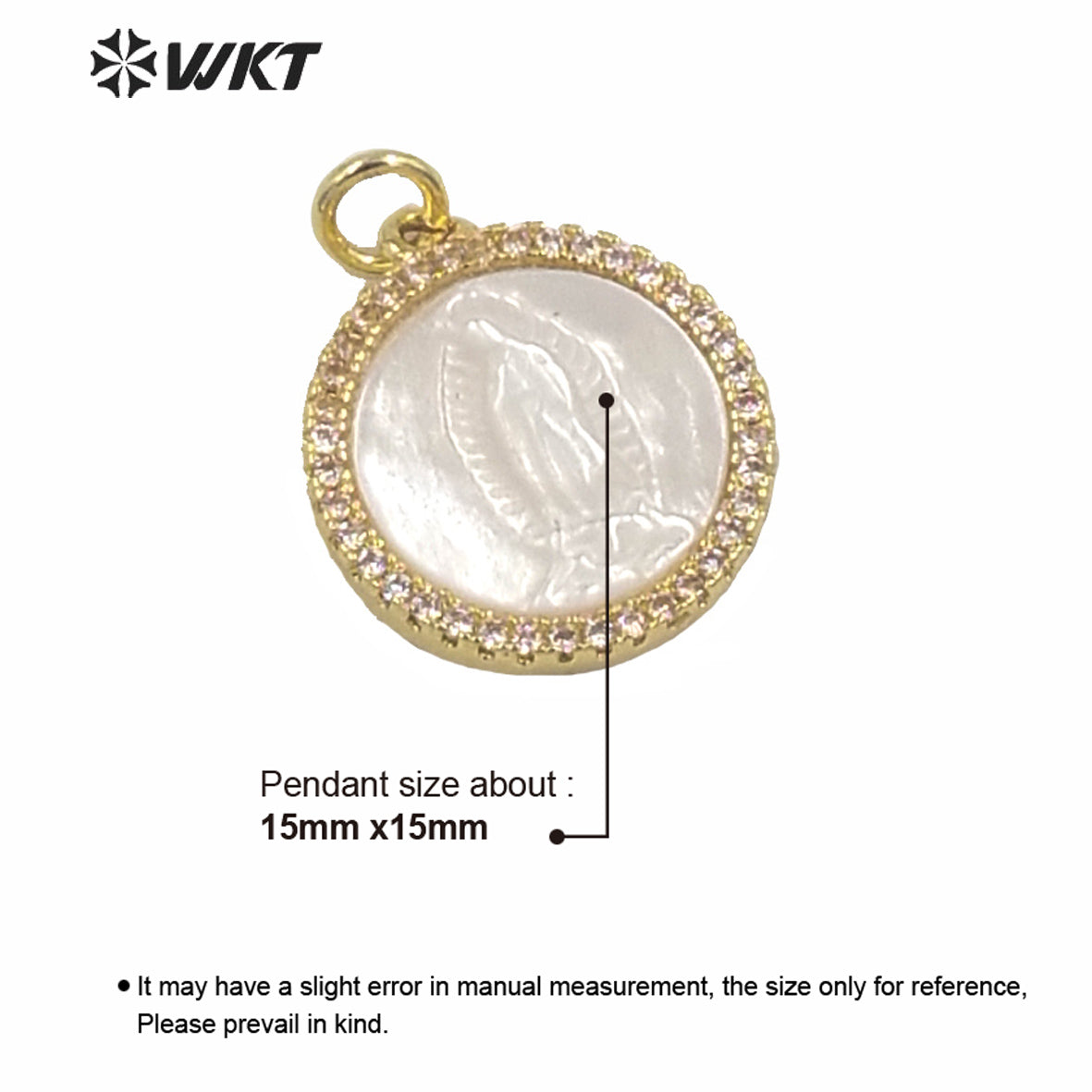WT-MP163 Wholesale Small Charming Gold Electroplated Metal Jesus Christ Pendant 15mm Tiny Hot Single Loop Gold Charm Pendant