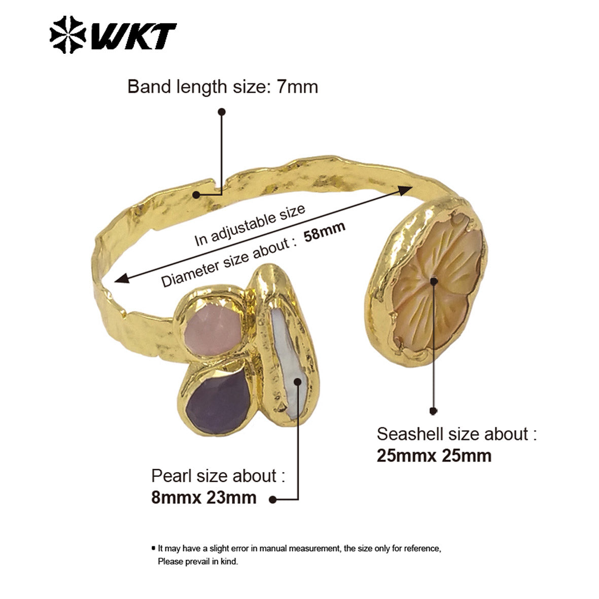 MPB139 Exclusive Unique Design Gold Plated Carved Flower Shape Shell And Natural Stone Pearl Splicing Women Bangles As Gifts