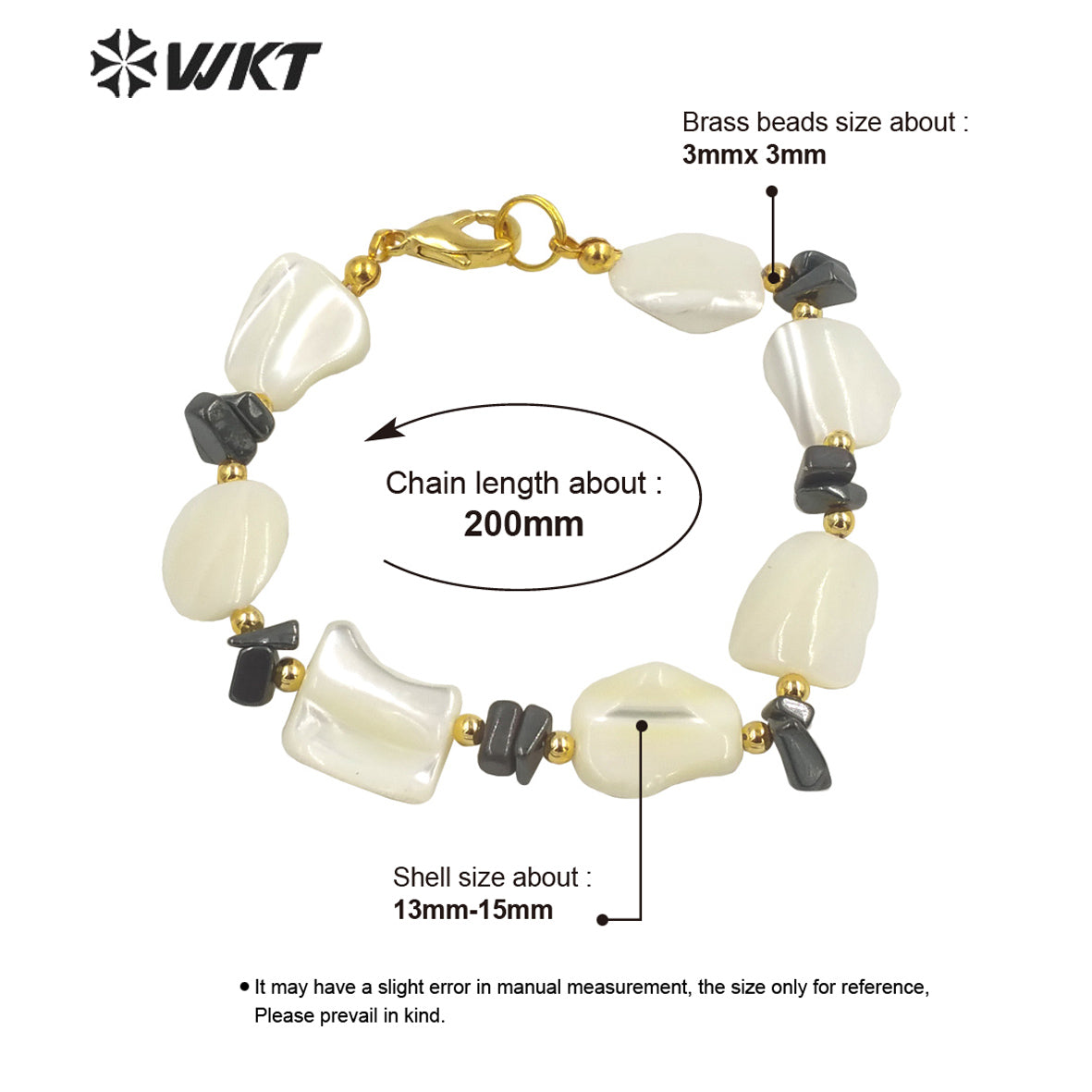 WT-MPB082 Summer Jewelry Natural Shell Beads Design Bracelets Vintage Women Vintage Mixture Shell Bracelet for Party