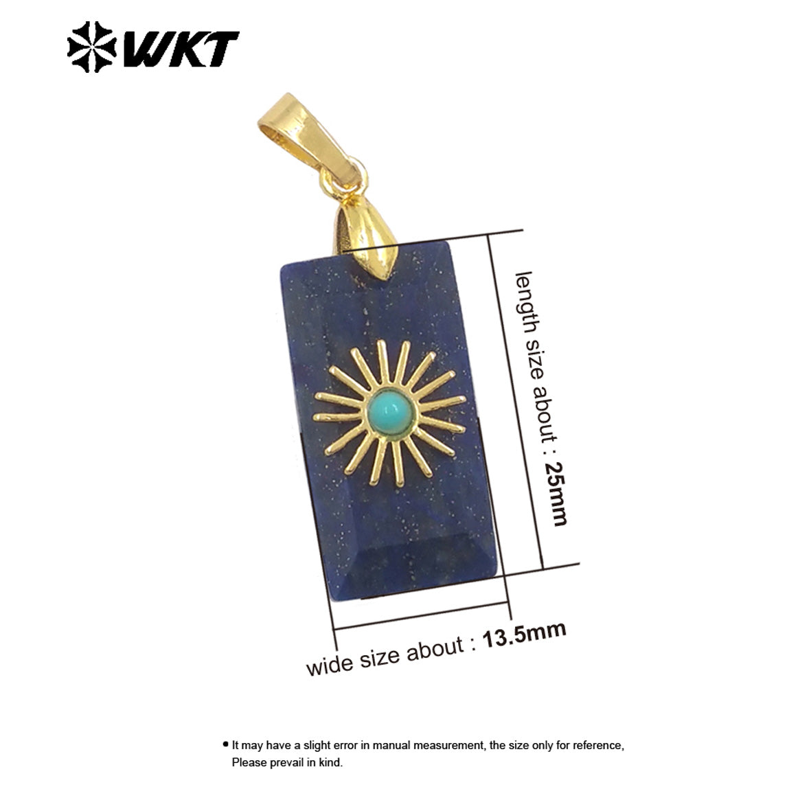 WT-P2011 Fashion Popular Natural Gemstones Gold Plated Set In Little Rectangle Stone Pendant For Necklace Handmade Charms