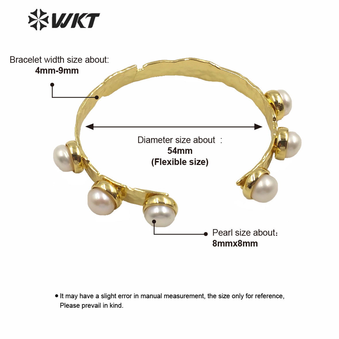 WT-MPB003 New Italy Designer Crown Shape Irregular Metal Pearl Bangle Women Fashion Tiny Gold Pearl Cuff Bangle As Gift