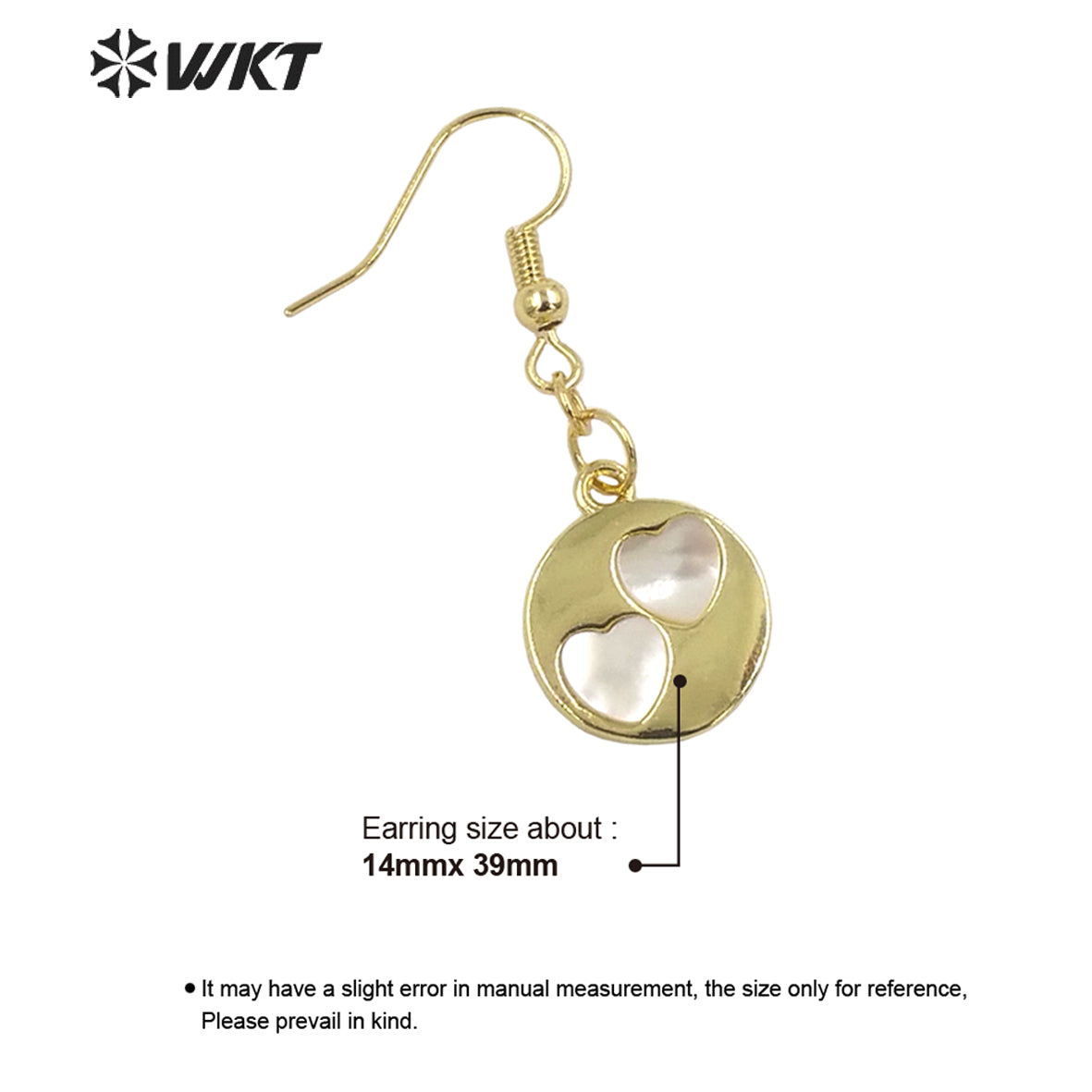 WT-MPE082 Wholesale Fashion Gold Bezel Shell Made Round Earrings Unique Star Moon Pendant Earrings Lovely White Shell Earrings