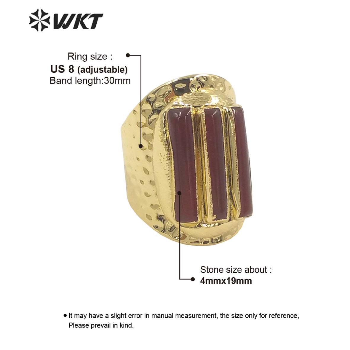 WT-R413 European and American Rings Rock 18k Real Gold Plated Multicolor Gemstone Rings Women's Jewelry Natural Gemstone Rings