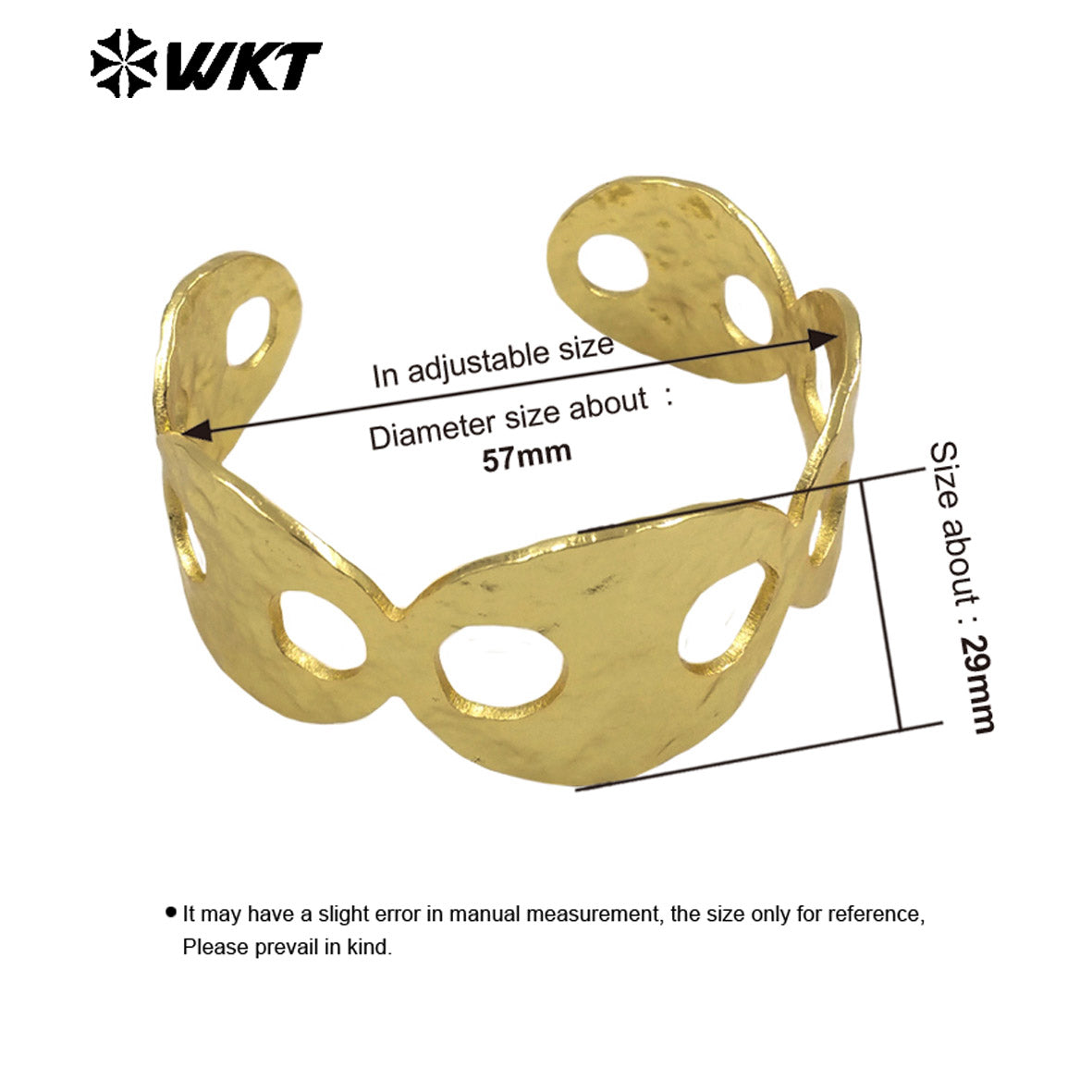 WT-B697 Gorgeous Trendy Popular 18K Gold Plated Pig Nose Shape Open Cuff Metal Bangle in Adjustable