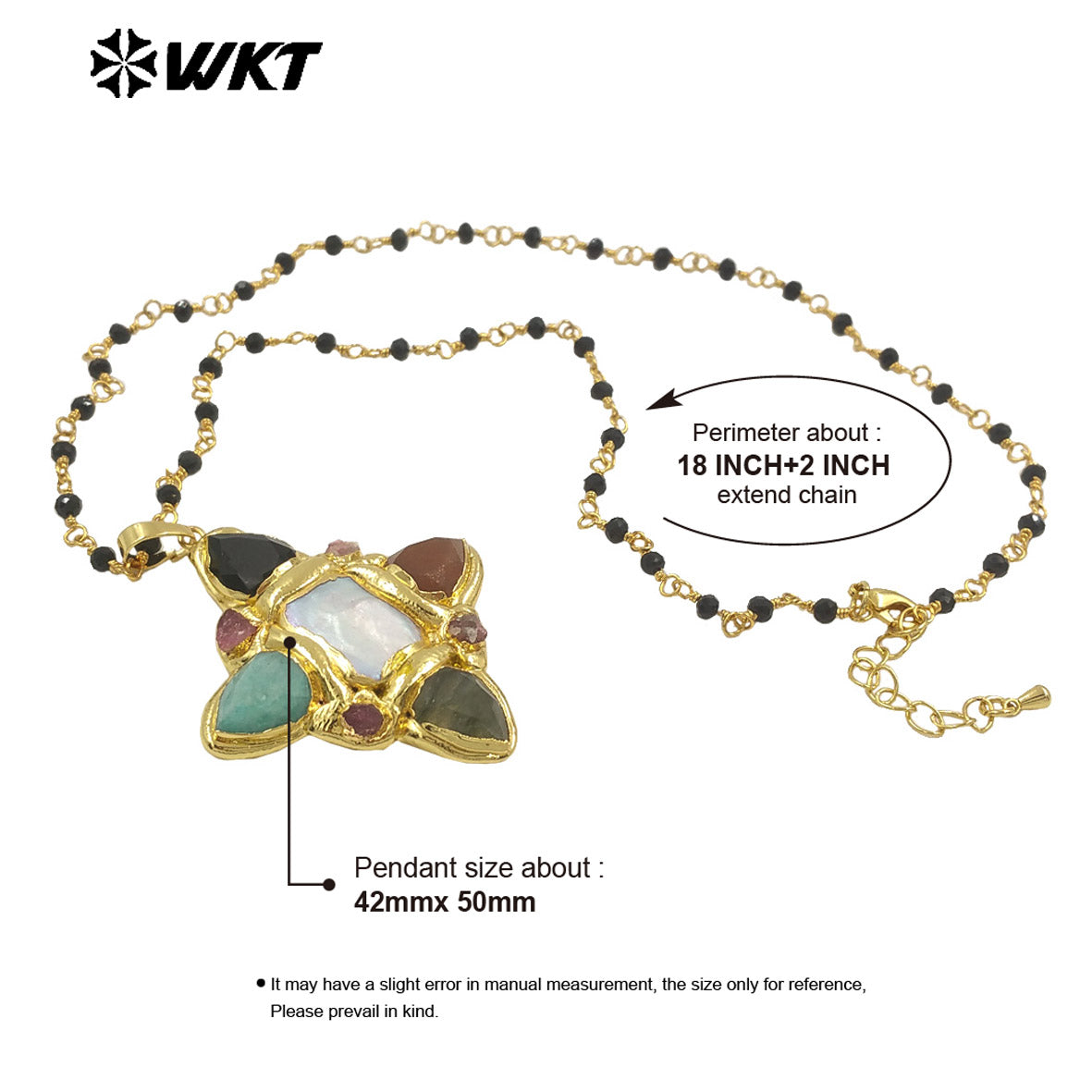 WT-JN281 WKT Hot New Arrival With Round Shape 18k Gold Plated Decorate Drop StoneJewelry Necklace for Women Different Color
