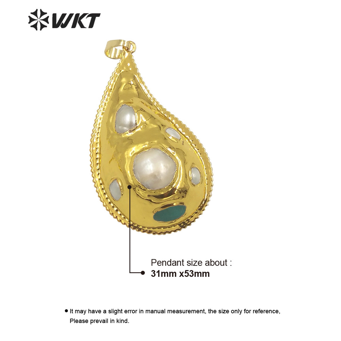 WT-JP360 Wholesale Fashion 18K Real Gold Plated Handmade Freshwater Pearl Setting Trumpet Shape Lovely Jewelry Pendants