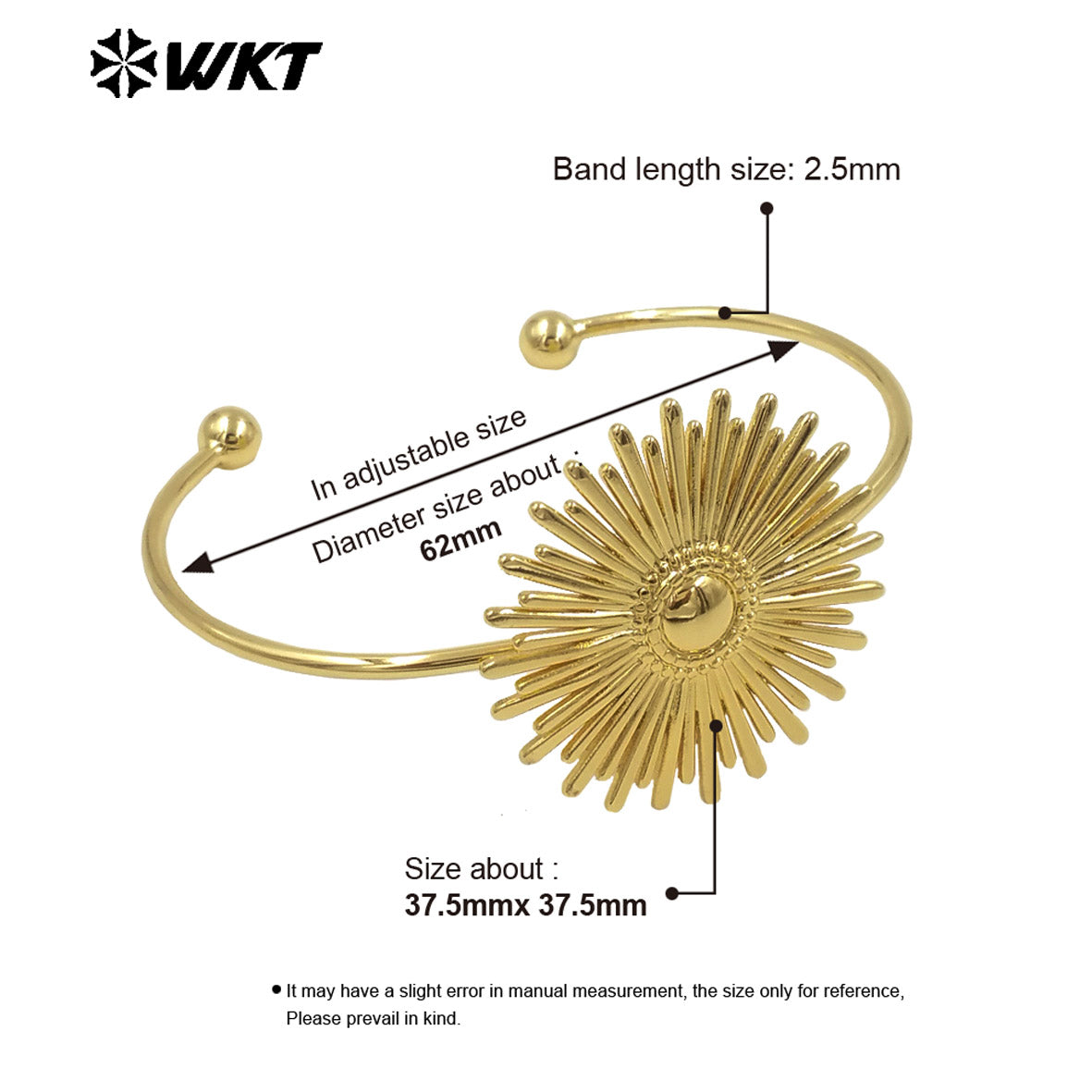 WT-B685 Direct Sales Holy Natural Yellow Brass 18K Gold Plated Daisy Thin Bracelet for Women As Daily Accompaniment and Gift