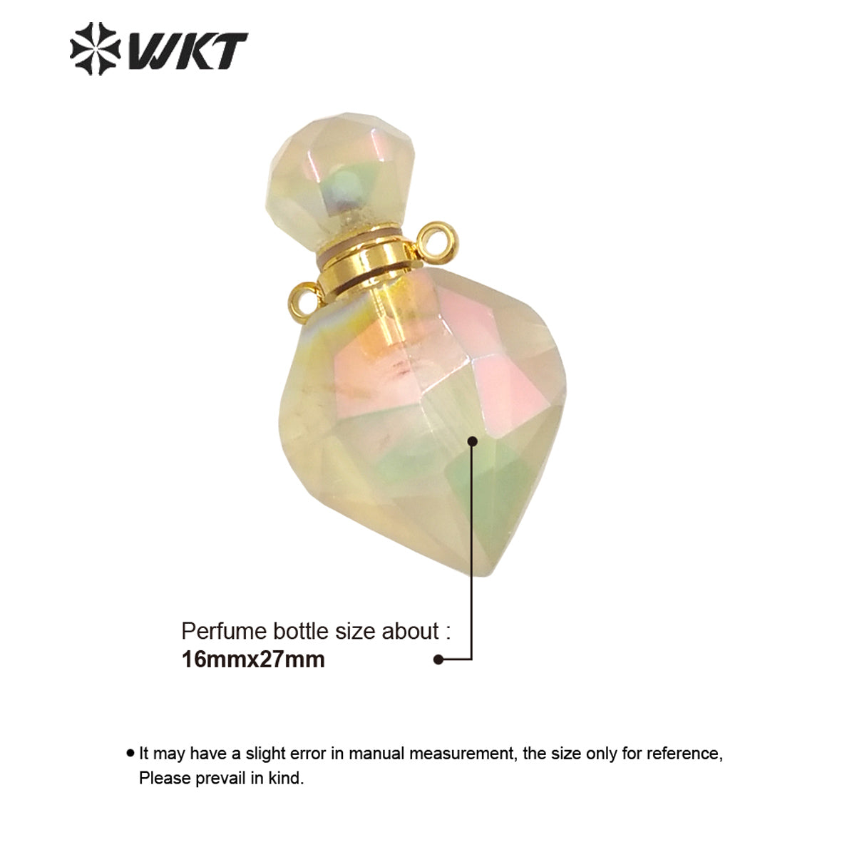WT-P1713 Amazing Fashion Drop Yellow Citrine Quartz with Aura Coated Charming Lemon Quartz Stone Perfume Bottle Necklace Pendant