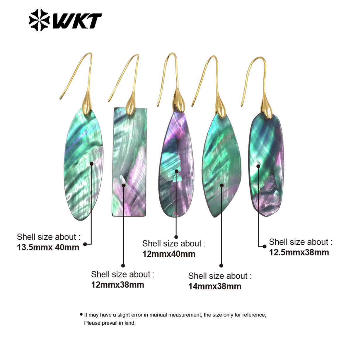 WT-MPE162 Good Quality Vintage Style Sparkling Multi Shapes Natural Abalone Shell Earrings For Ladies Party Jewelry Gift
