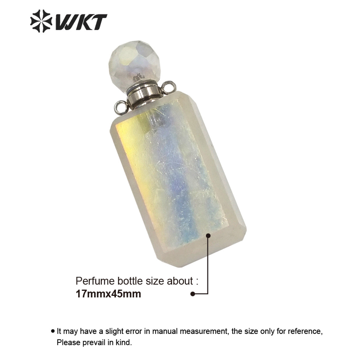 WT-P1651 Long Square Aura Crystal Quartz Stone Perfume Bottle Pendant for Necklace Design Women Wedding Anniversary Gift Pendant