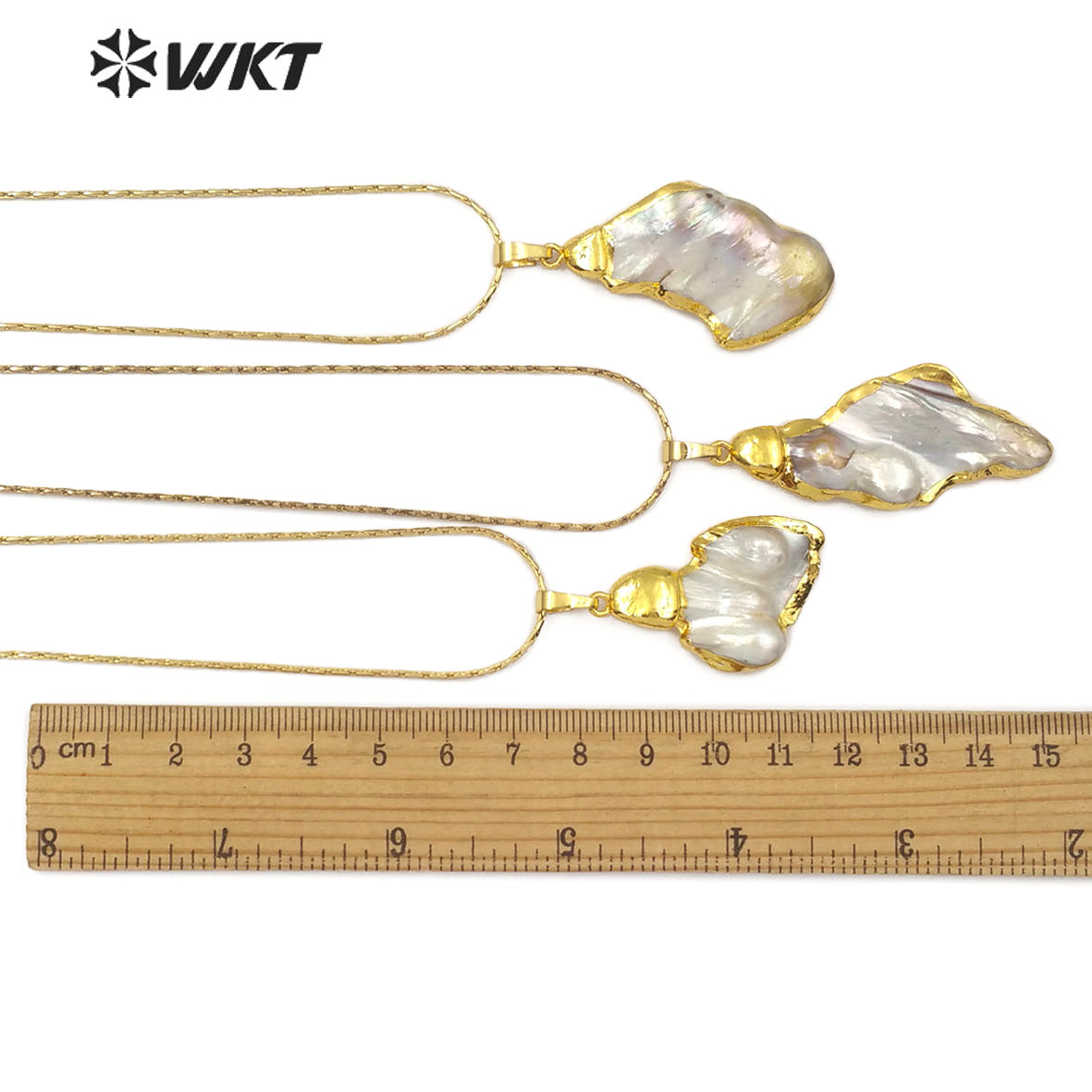 WT-JN066 New Arrival Women's Specific Jewelry Natural Pearl Pendant Back 18K Gold Plated Random Size Pearl Necklace