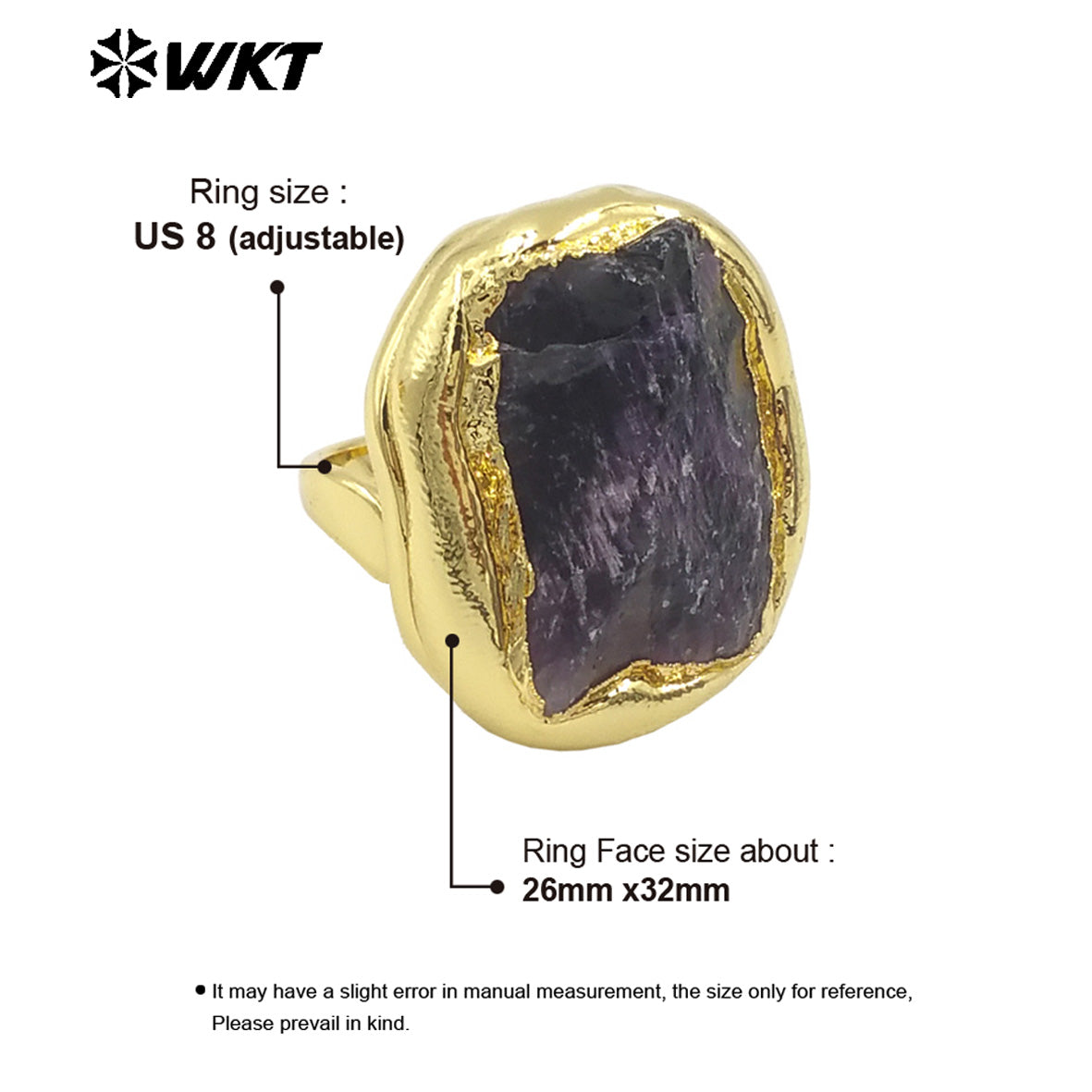 WT-R526 Wholesale New Raw Natural Hammer Yellow Citrine and Amethyst Big Stone Energy Women Ring
