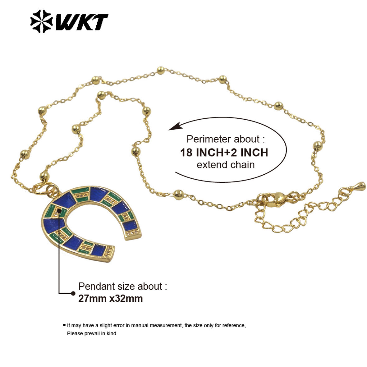 WT-N1517 Newest Design Gold Plated Chain With Colorful Drop Oil Letter U Shape Pendant Necklace For Women Unique Jewelry