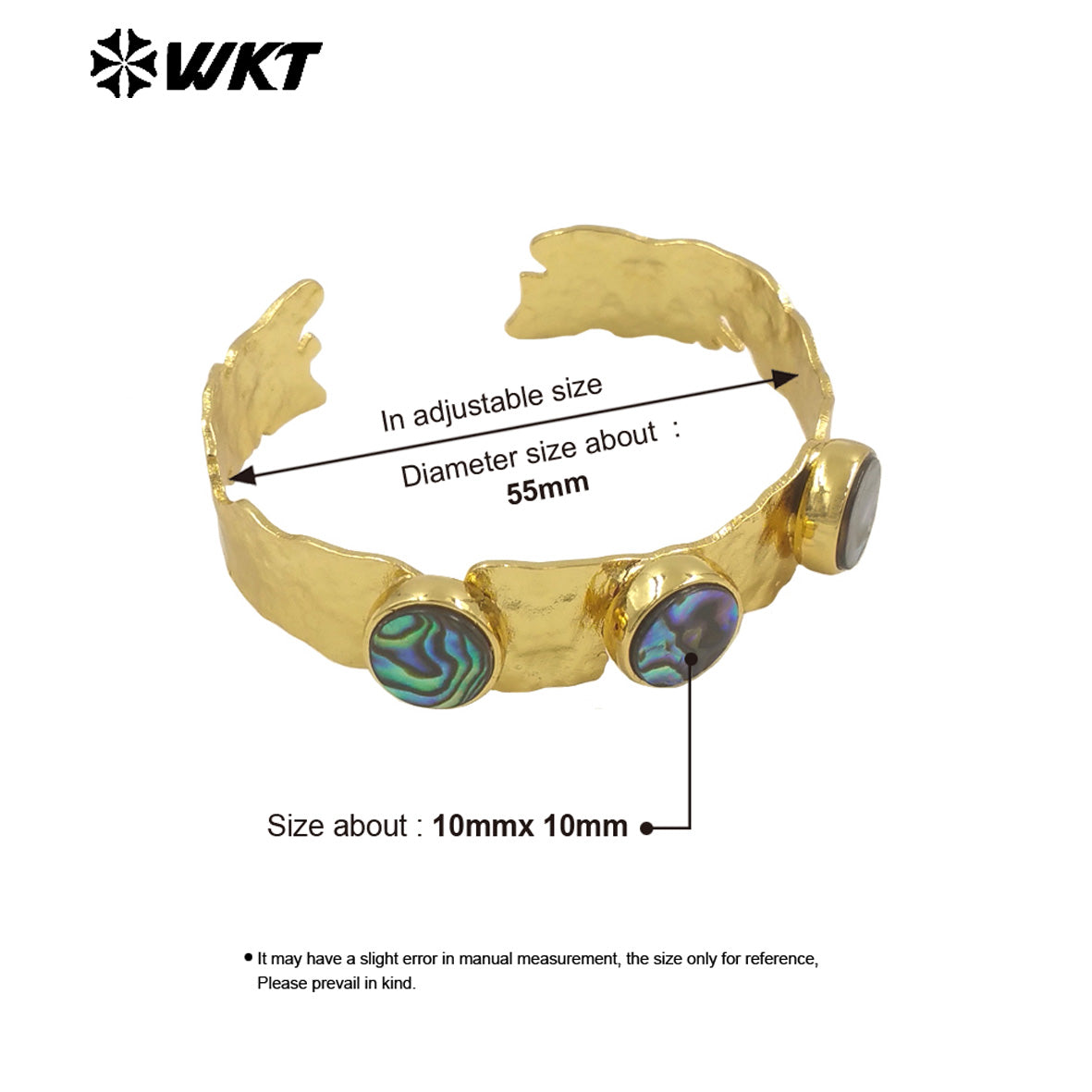 WT-B680 Unique Design Fashion Jewelry 18K Gold Plated Exquisite Three Abalone Shell Adjustable Bracelet for Women As Daily Wear