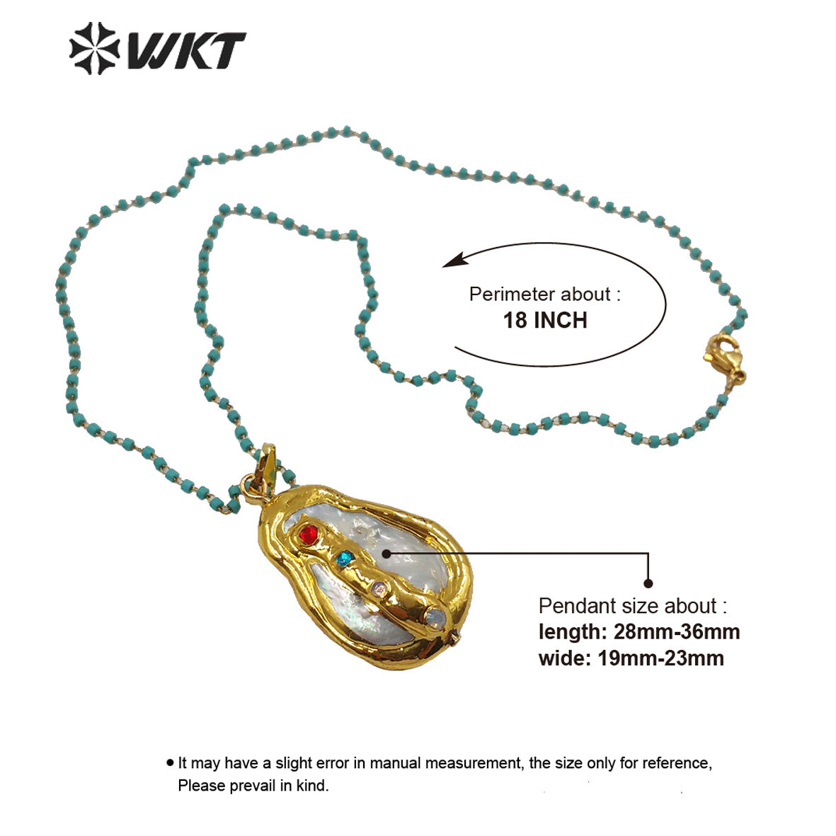WT-MN965 Gold Plated Freshwater Pearl With CZ Charm Necklace Fashion Lady Jewelry Natural Pearl Necklace