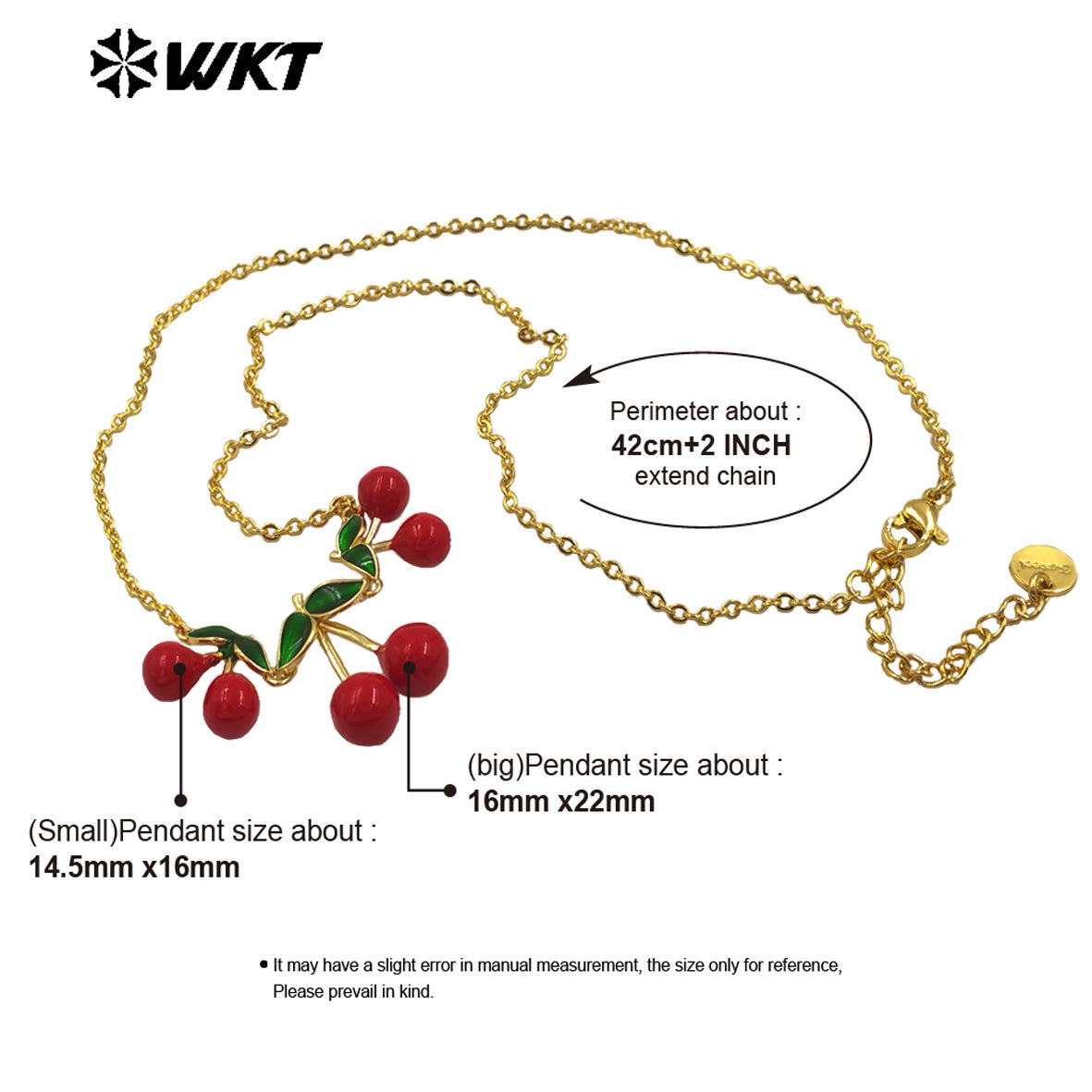 WT-JFN41 Beautiful Newest Gold Plated Necklace With Three Cherries Tiny Chain For Women Jewelry Accessories Gift Wholesale