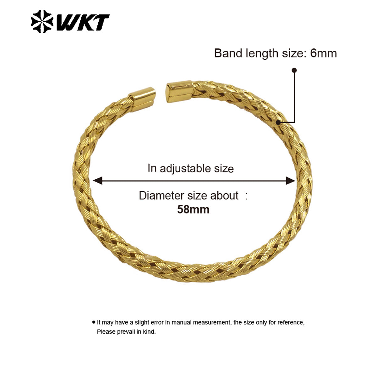 WT-JF362 Popular Sales Yellow Brass Made Simple 18k Real Gold Plated Women Cuff Bangle in Adjustable
