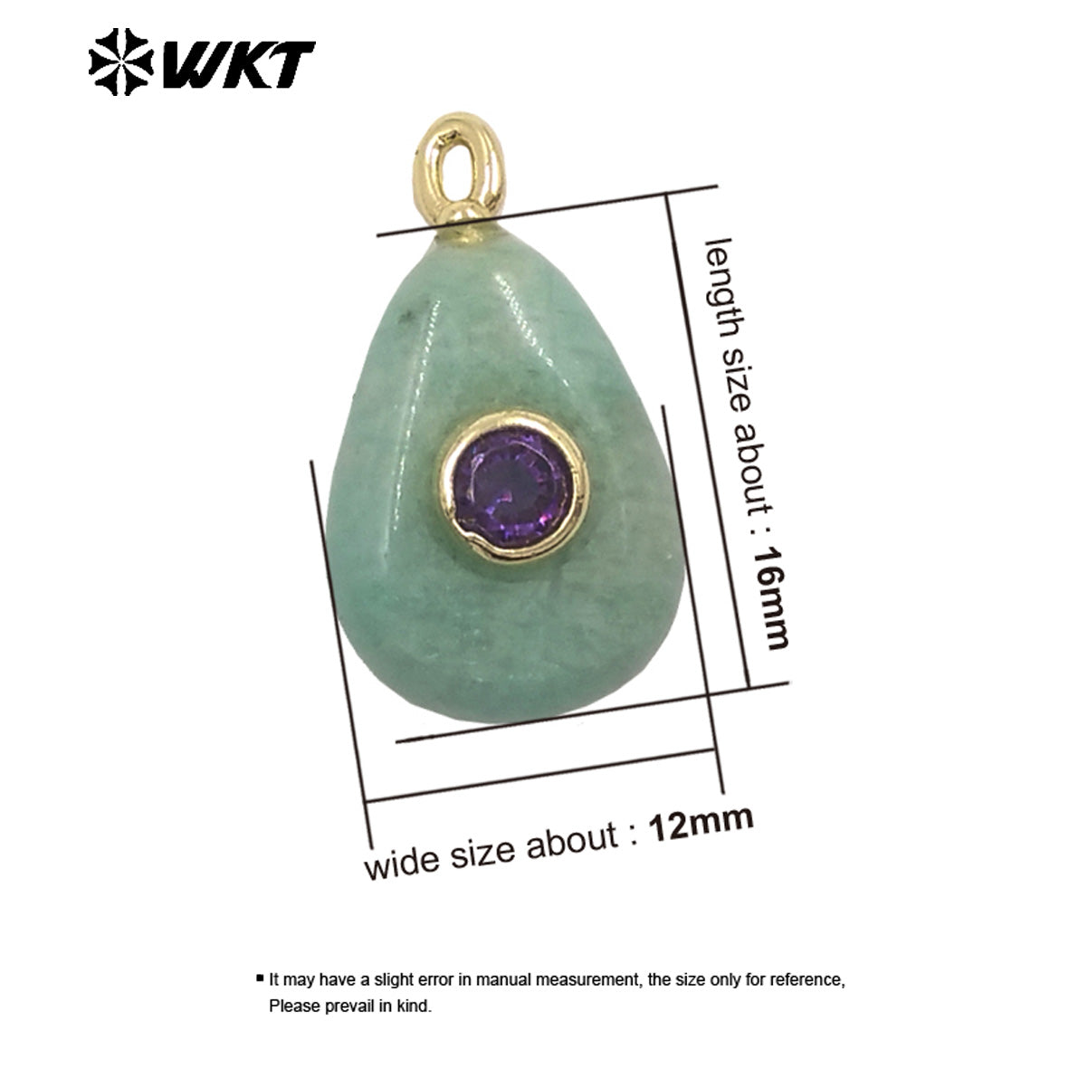 WT-P2026 Good Quality Set In Zircon Waterdrop Shape Multi Colors Natural Gemstones Amethyst Smooth Pendant For Romantic Gift DIY
