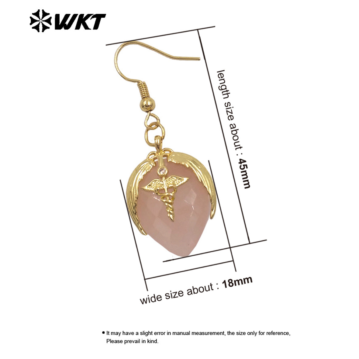 WT-E788 Exquisite Rose Quartz Multi Natural Gemstones Strawberry Shape Gold Plated Earrings For Women Lovely Jewelry Gift