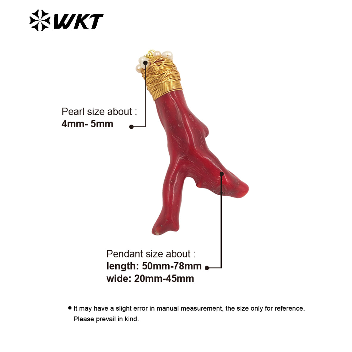 WT-JP345 WKT New Arrival Fashion Vintage Decoration Natural Red Coral Gift for Women Gold Plated Necklace Pendants