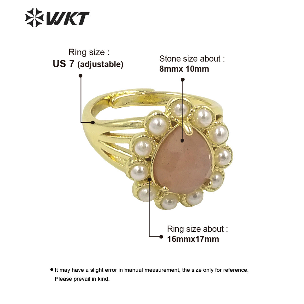 WT-MPR082 Amazing Delicate Fashion Gold Women 18K Plated Teardrop Open Adjustable Tiger Eye Stone Ring