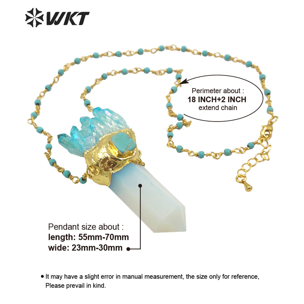 WT-N1255 Wholesale Unique Druzy Cluster Quartz Point Necklace Women Fashion Gold Big Chunky Spirit Point Necklace