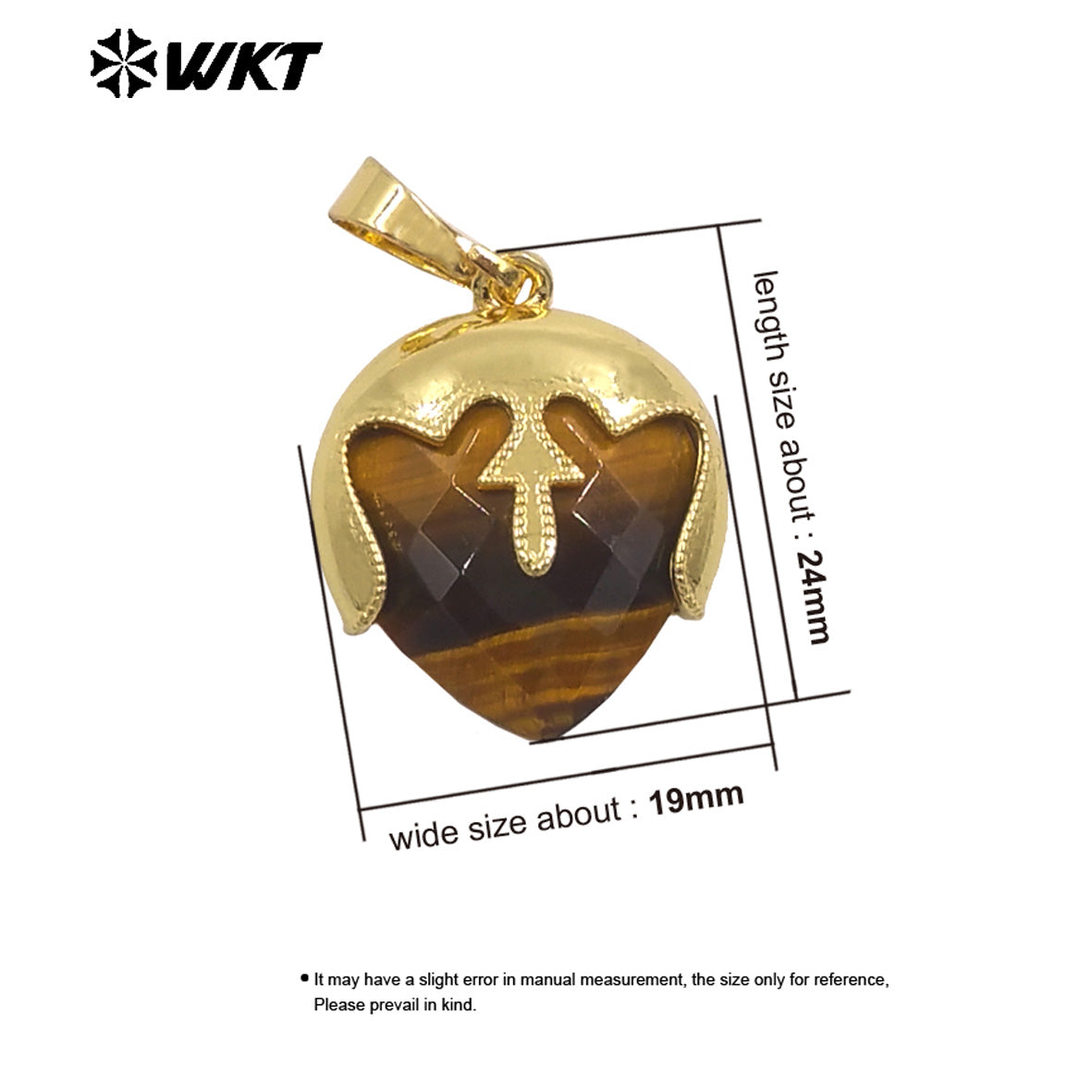 WT-P2013 Unique Design Top Cover Gold Plated Heart Shape Natural Gemstones Cute Pendant For Ladies Necklace Jewelry Diy