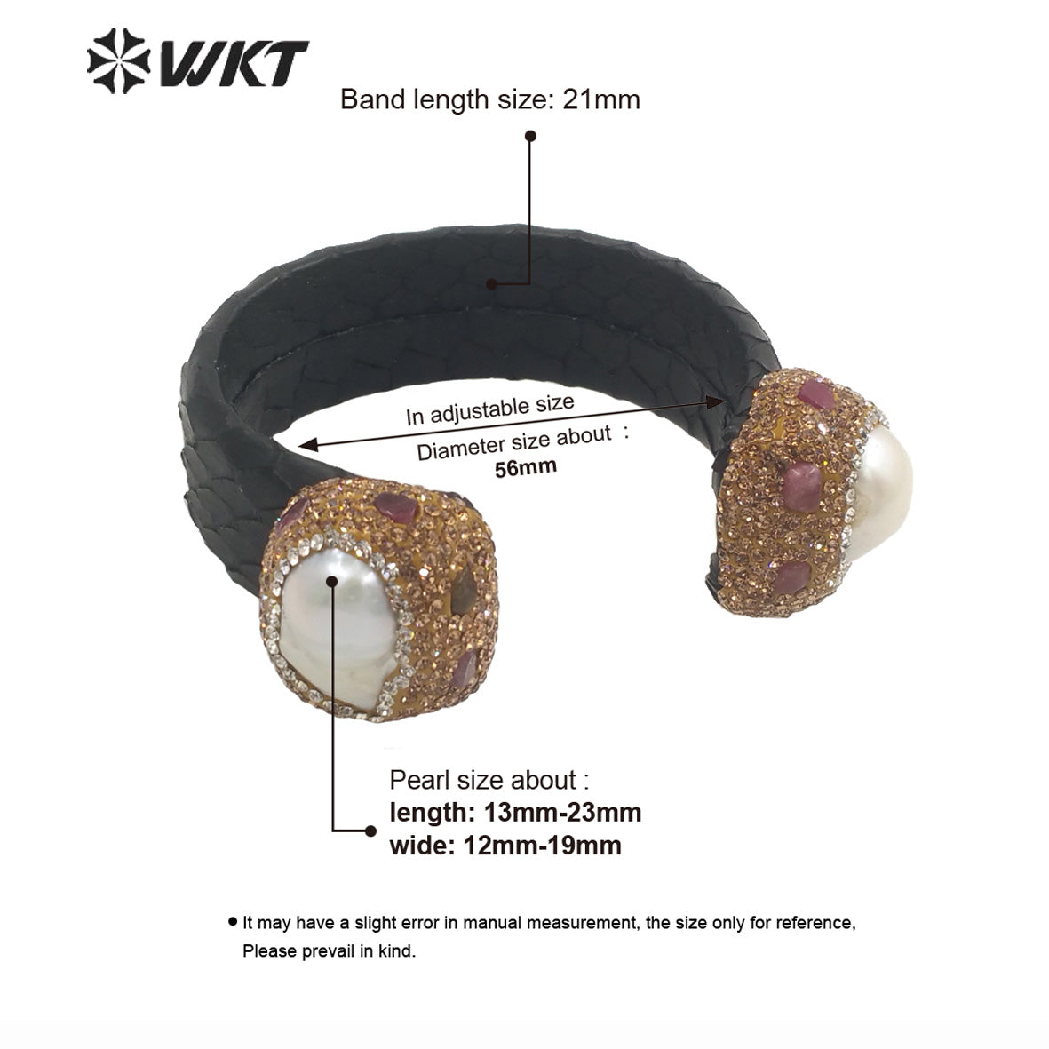 WT-MPB098 Fashionable Lovely Trendy Design 18k Real Gold Natural Baroque Pearl Adjustable Romantic Gift Woman Bangle