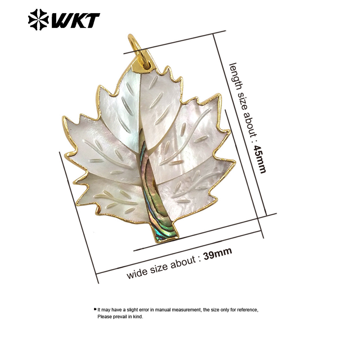 WT-JP450 Fashionable Gold Plated Natural White Shell Romantic Maple Leaves Shape Pendant For Jewelry Handmade Accessories